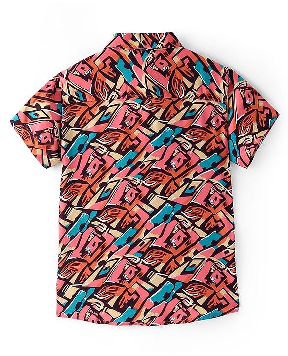 Pine Kids Viscose Woven Half Sleeves Abstract Printed Shirt - Multicolor