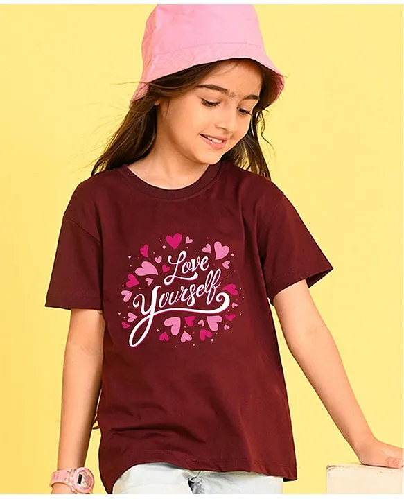 y♡ Buy NUSYL Cotton Half Sleeves Love Yourself Text Printed oversized