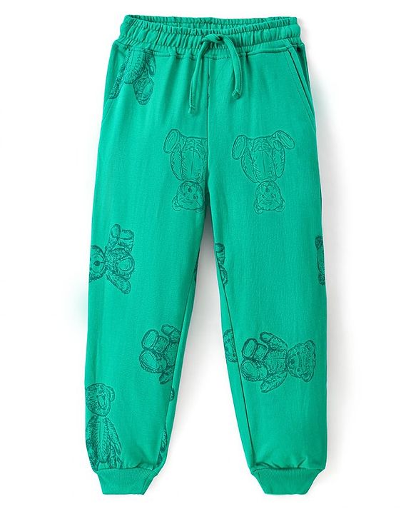 Pine Kids Heavy Gauge Premium Fabric  Full Sleeves Night Suit with Bear Print  - Mint Green