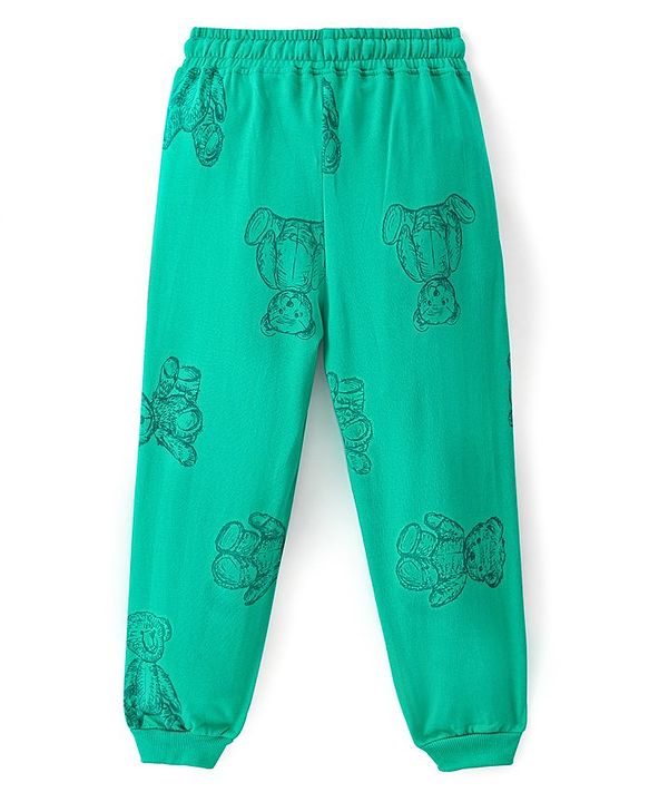 Pine Kids Heavy Gauge Premium Fabric  Full Sleeves Night Suit with Bear Print  - Mint Green