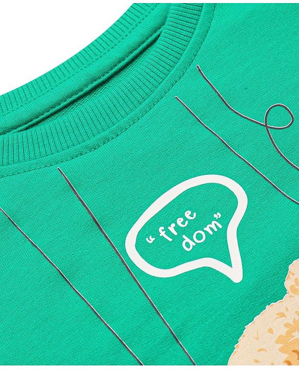Pine Kids Heavy Gauge Premium Fabric  Full Sleeves Night Suit with Bear Print  - Mint Green
