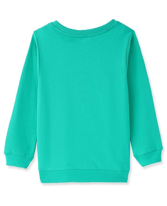 Pine Kids Heavy Gauge Premium Fabric Full Sleeves Text Printed Night Suit - Green & Navy Blue