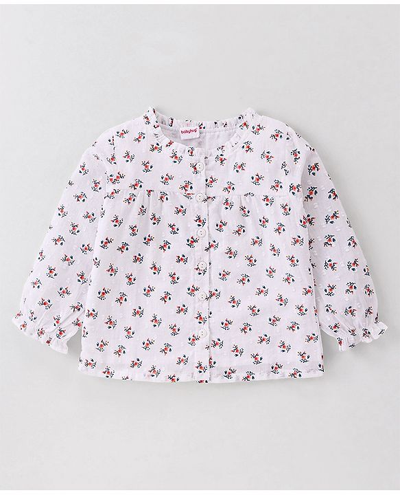 Babyhug Full Peasant Sleeves  Top With Floral Print - Pink