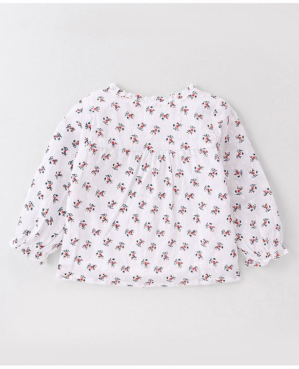Babyhug Full Peasant Sleeves  Top With Floral Print - Pink