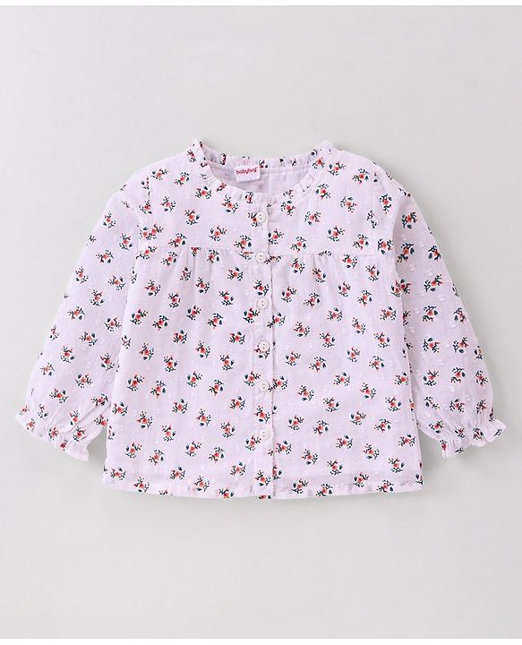 Babyhug Full Peasant Sleeves  Top With Floral Print - Pink