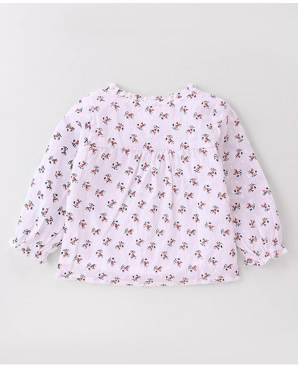 Babyhug Full Peasant Sleeves  Top With Floral Print - Pink
