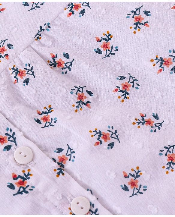 Babyhug Full Peasant Sleeves  Top With Floral Print - Pink