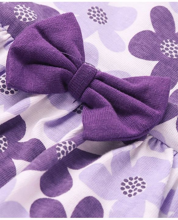 Babyhug Rayon Woven Half Sleeves Frock with Floral Print -  Purple