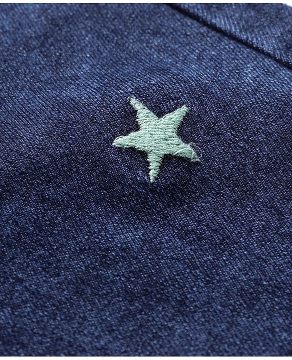 Babyhug Denim Full Length Jeans with Star Embroidery - Blue