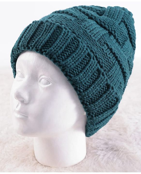 Pine Kids Knit Solid Winter Cap - Teal Blue