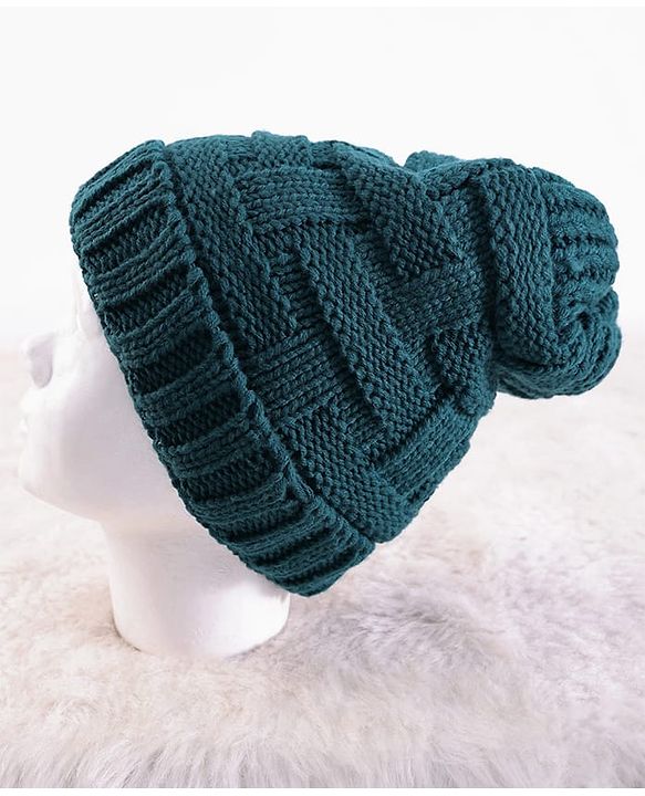 Pine Kids Knit Solid Winter Cap - Teal Blue
