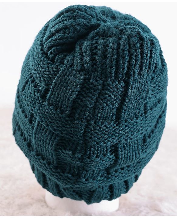 Pine Kids Knit Solid Winter Cap - Teal Blue