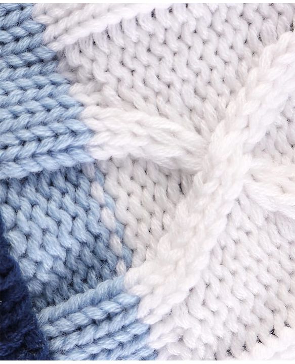 Pine Kids Knit Stripe Design Winter Cap - White & Blue