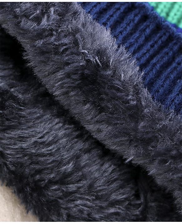 Pine Kids Knit Stripe Designed Winter Cap - Blue & Red