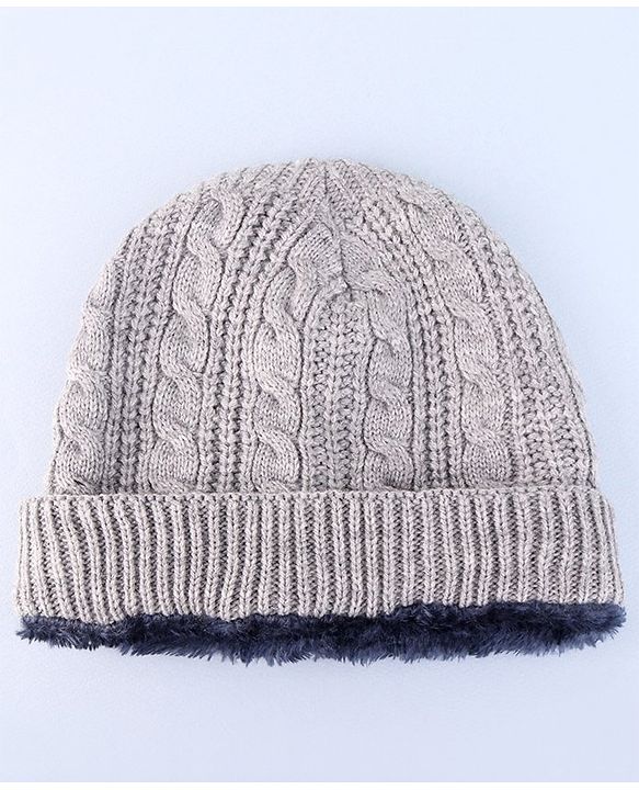 Pine Kids Winter Cap with Cable Knit Design Grey - Diameter 25cm