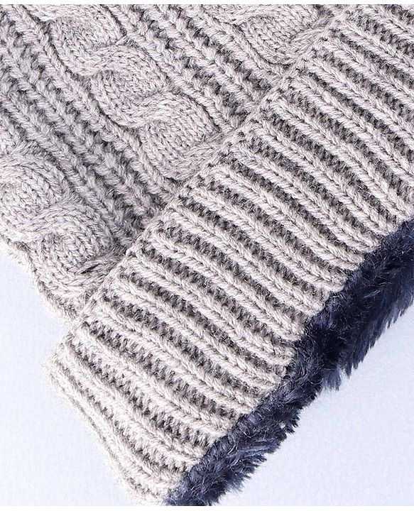 Pine Kids Winter Cap with Cable Knit Design Grey - Diameter 25cm