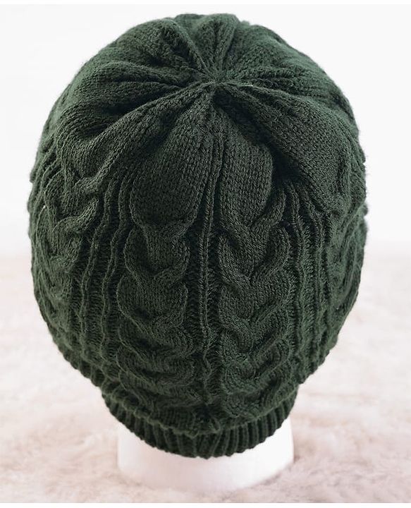 Pine Kids Woollen Knit Solid Beanie Cap & Muffler Set - Dark Green