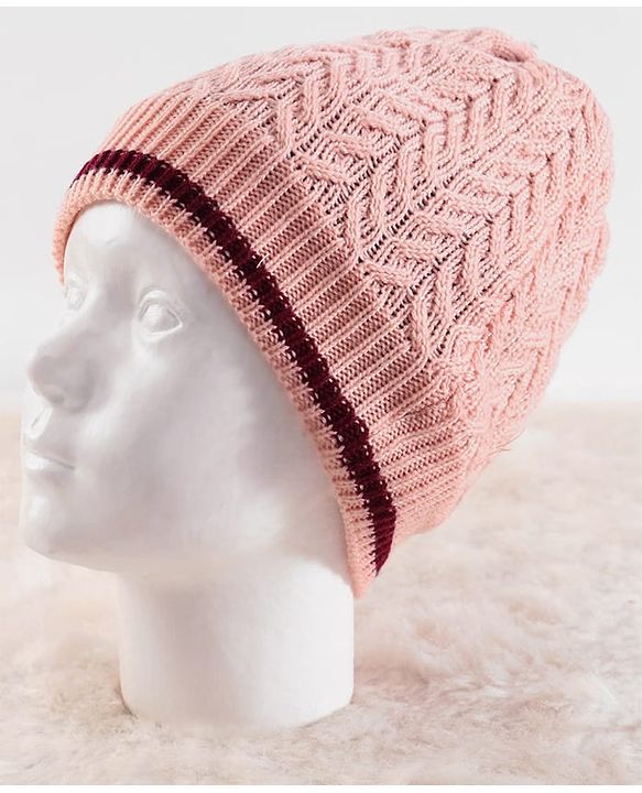 Pine Kids Woollen Knit Soild Winter Caps -  Pink
