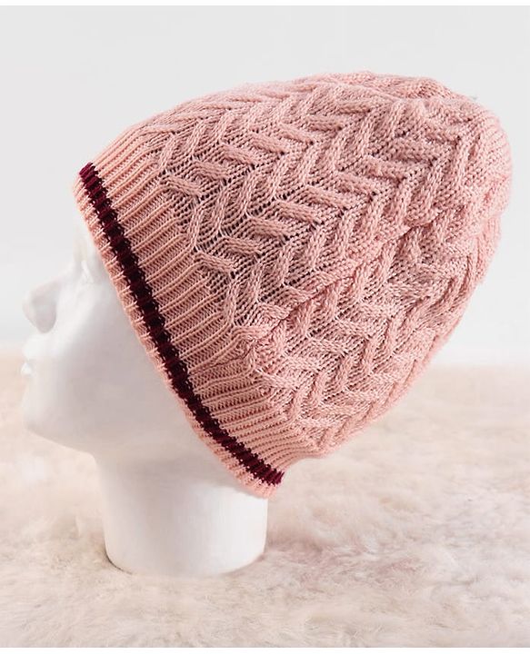 Pine Kids Woollen Knit Soild Winter Caps -  Pink