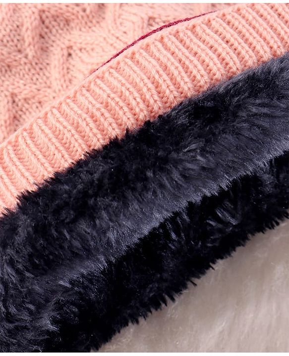 Pine Kids Woollen Knit Soild Winter Caps -  Pink