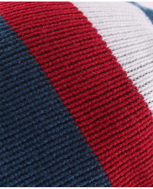 Pine Kids Knit Woollen Cap & Muffler with Colour Block Design Navy Blue & Red - Diameter 10 cm