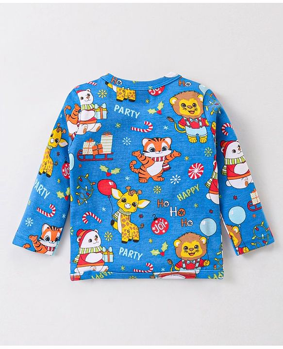 Babyhug 100% Cotton Full Sleeves Front Open Jhablas With Stripes & Bear Print Pack of 3 - Red & Blue