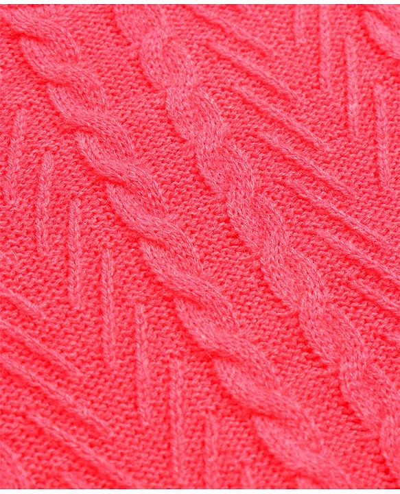 Pine Kids Knitted Full Sleeves Pullover With Cable Knit Design - Neon Pink