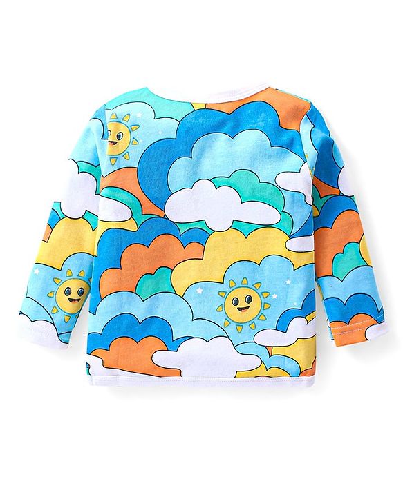 Babyhug 100% Cotton Interlock Knit Full Sleeves Front Open Jhablas with Rainbow & Striped Print Pack of 3 - Multicolor