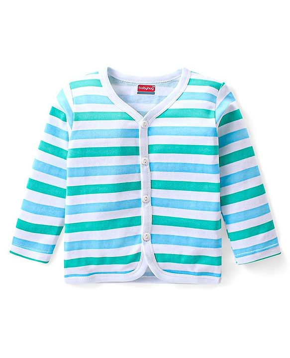 Babyhug 100% Cotton Interlock Knit Full Sleeves Front Open Jhablas with Rainbow & Striped Print Pack of 3 - Multicolor