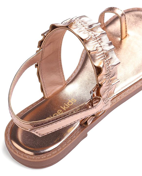 Pine Kids Velcro Closure Sandals With Glossy Finish - Rose Gold
