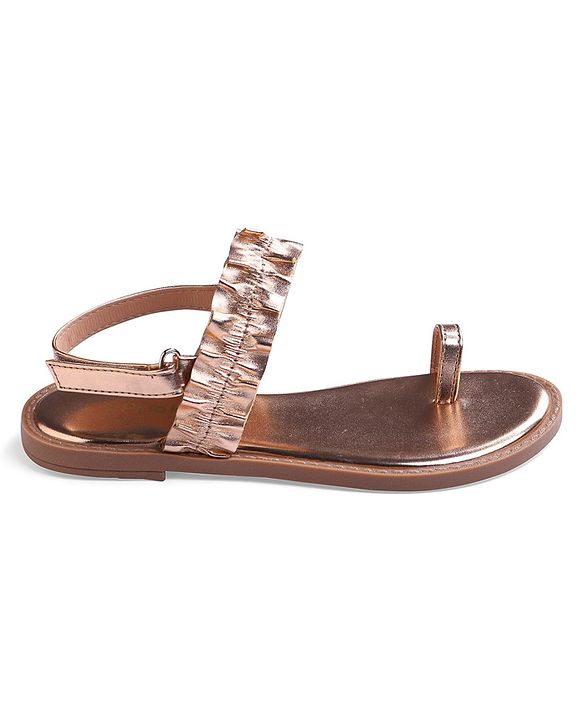 Pine Kids Velcro Closure Sandals With Glossy Finish - Rose Gold