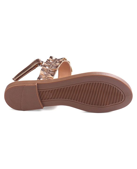Pine Kids Velcro Closure Sandals With Glossy Finish - Rose Gold