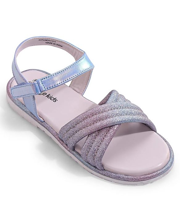 Pine Kids Velcro Closer Sandals with Glitter Detailing - Light Blue