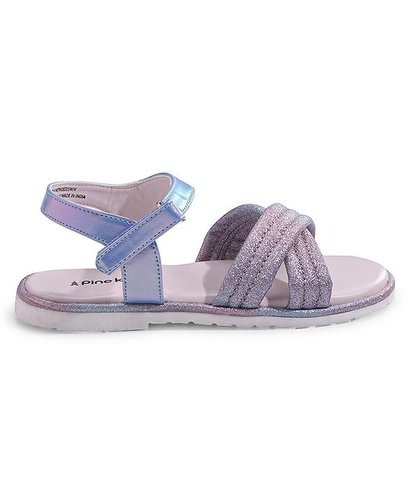Pine Kids Velcro Closer Sandals with Glitter Detailing - Light Blue