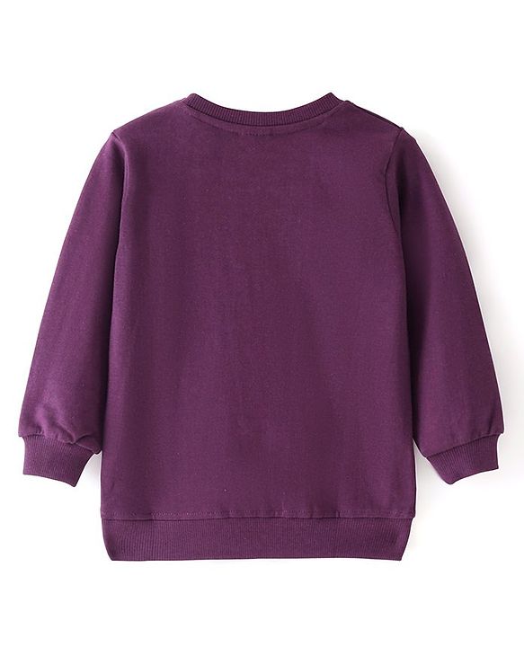 Babyhug Cotton Knit Full Sleeves Sweatshirts With Snow Bear Design - Purple