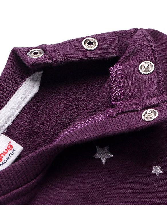 Babyhug Cotton Knit Full Sleeves Sweatshirts With Snow Bear Design - Purple