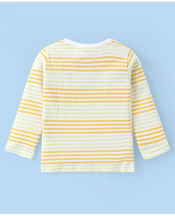 Babyhug Cotton Knit Full Sleeves T-Shirts with Striped Lion & Giraffe Print Pack of 3 - Green & White