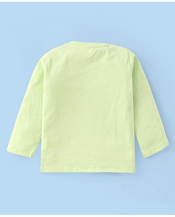 Babyhug Cotton Knit Full Sleeves T-Shirts with Striped Lion & Giraffe Print Pack of 3 - Green & White