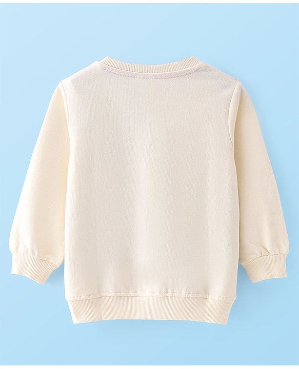 Babyhug Cotton Knit Full Sleeves Christmas Theme Print Sweatshirt - White
