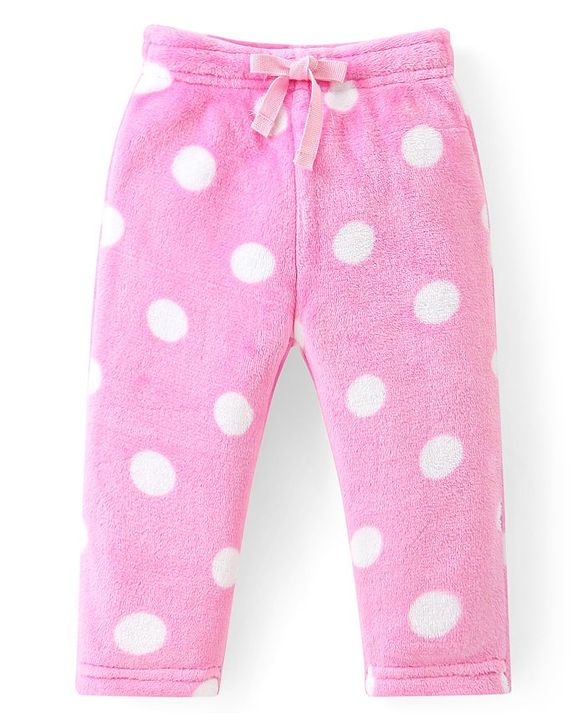 Babyhug Full Sleeves Winter Wear Co-Ord Set With Polka Dots Print - Pink