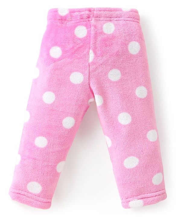 Babyhug Full Sleeves Winter Wear Co-Ord Set With Polka Dots Print - Pink