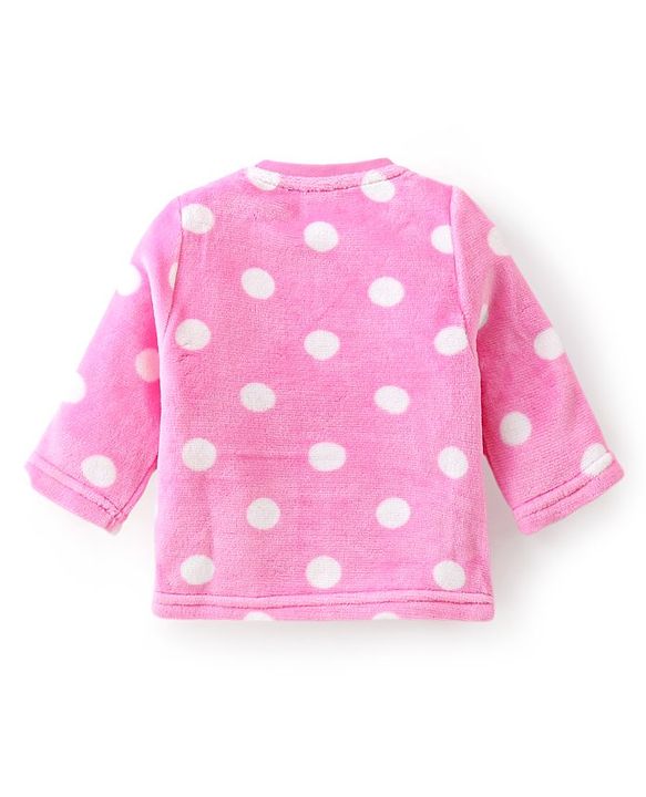Babyhug Full Sleeves Winter Wear Co-Ord Set With Polka Dots Print - Pink