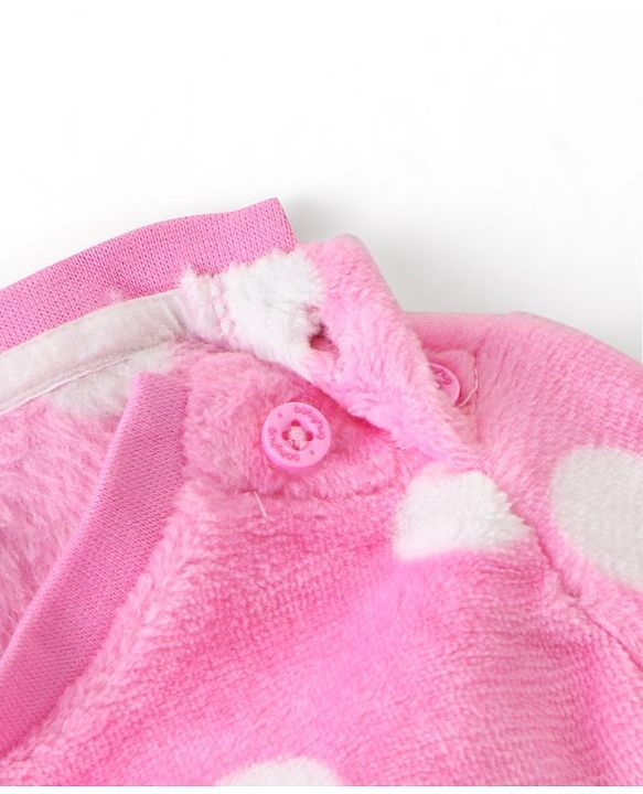 Babyhug Full Sleeves Winter Wear Co-Ord Set With Polka Dots Print - Pink