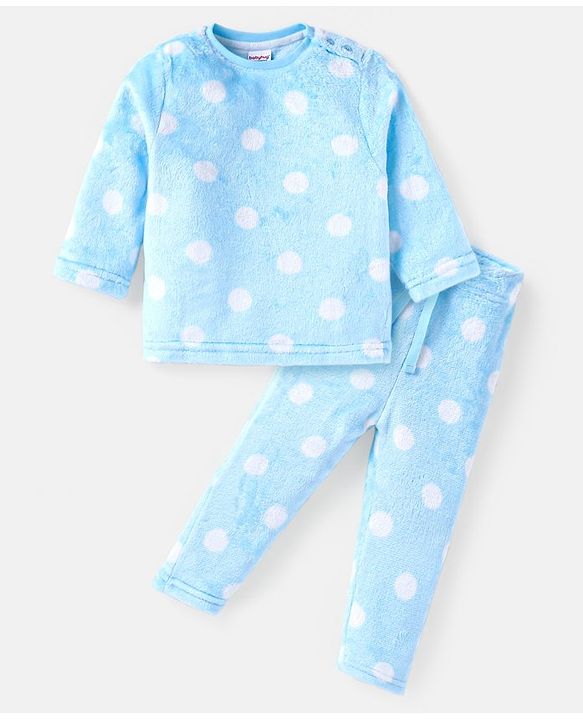 Babyhug Full Sleeves Winter Wear Co-Ord Set With Polka Dots Print - Pink