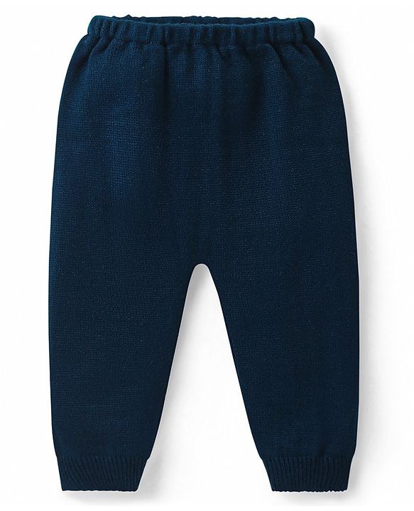 Babyhug Knitted Full Sleeves Sweater Set with Argyle Design - Navy Blue