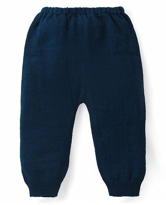 Babyhug Knitted Full Sleeves Sweater Set with Argyle Design - Navy Blue