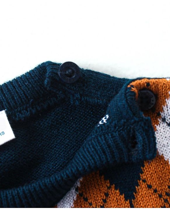 Babyhug Knitted Full Sleeves Sweater Set with Argyle Design - Navy Blue