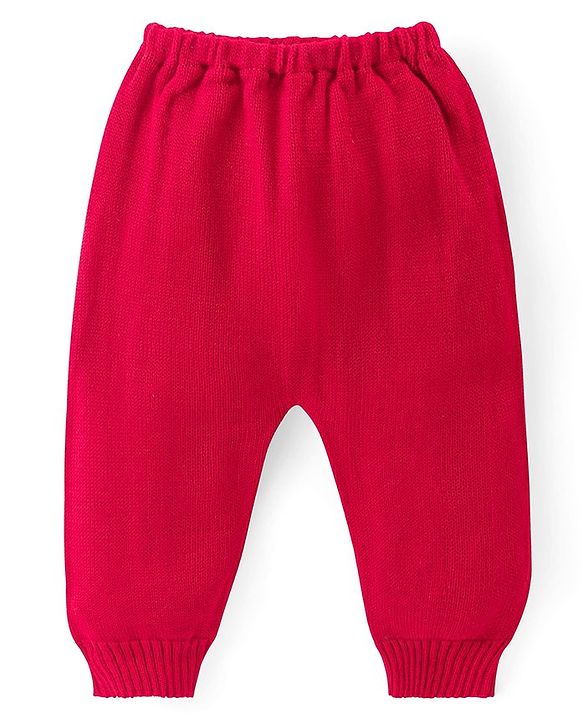 Babyhug Knitted Full Sleeves Pullover Sweater & Pant Set With Aztec Design - Red