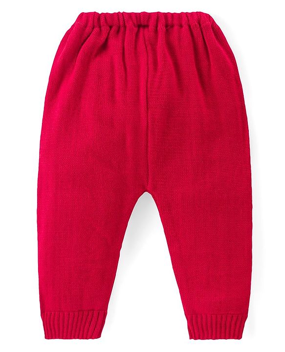 Babyhug Knitted Full Sleeves Pullover Sweater & Pant Set With Aztec Design - Red