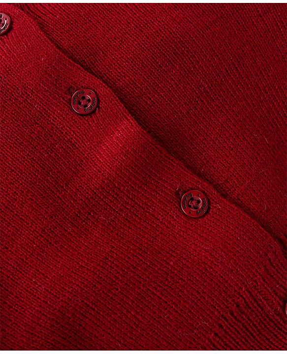 Babyhug Knitted Full Sleeves Front Open Solid Colour Sweater - Maroon